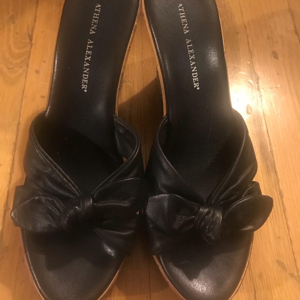 black wedge sandals